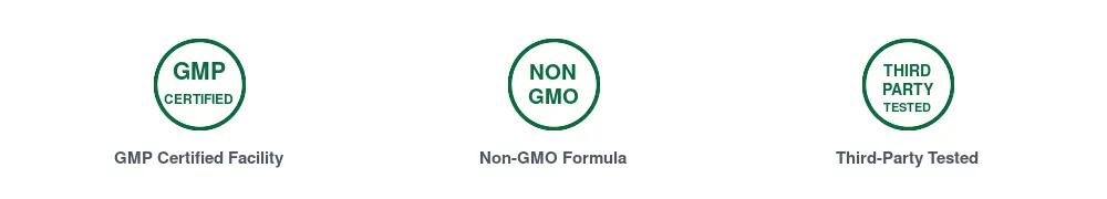 GMP Certified Facility, Non-GMO Formula, Third-Party Tested