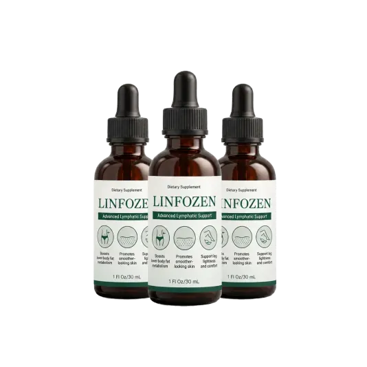 Three bottles of Linfozen Lymphatic Drops